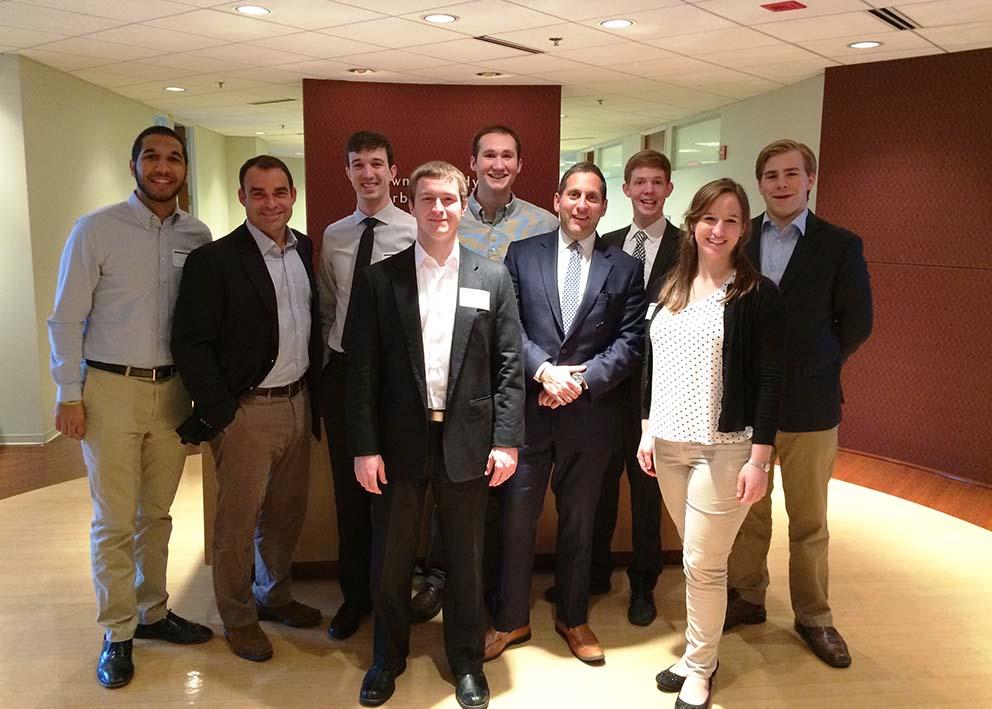 students posing outside office in washington dc